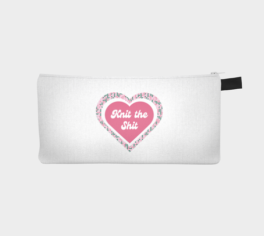 Knit the Shit, Black or white Small Case, Crochet Hook and Knitting Needles Case, Notions Bag, Accessories Case, Crocheting Knitting, Fibre Enthusiasts, Crafters, Crocheter and Knitter Humour