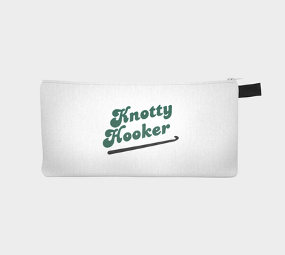 Knotty Hooker Green, Black or White Knit Small Case, Crochet Hook and Knitting Needles Case, Notions Bag, Accessories Case, Crocheting Knitting, Fibre Enthusiasts, Crafters, Crocheter and Knitter Humour