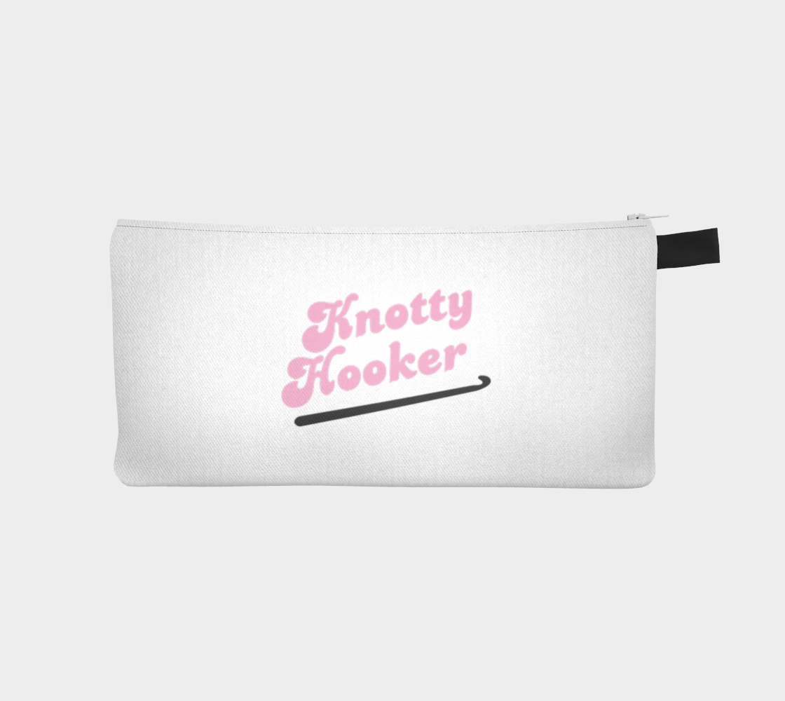 Knotty Hooker Pink, Black or White Small Case, Crochet Hook and Knitting Needles Case, Notions Bag, Accessories Case, Crocheting Knitting, Fibre Enthusiasts, Crafters, Crocheter and Knitter Humour