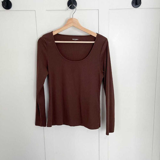 LIKE NEW Black, Rib Knit Long Sleeve, Scoop Neck T-Shirt, Slim Fit, Women's Top Women > Tops > Tees - Long Sleeve 15 $ Buttons & Beans Co.