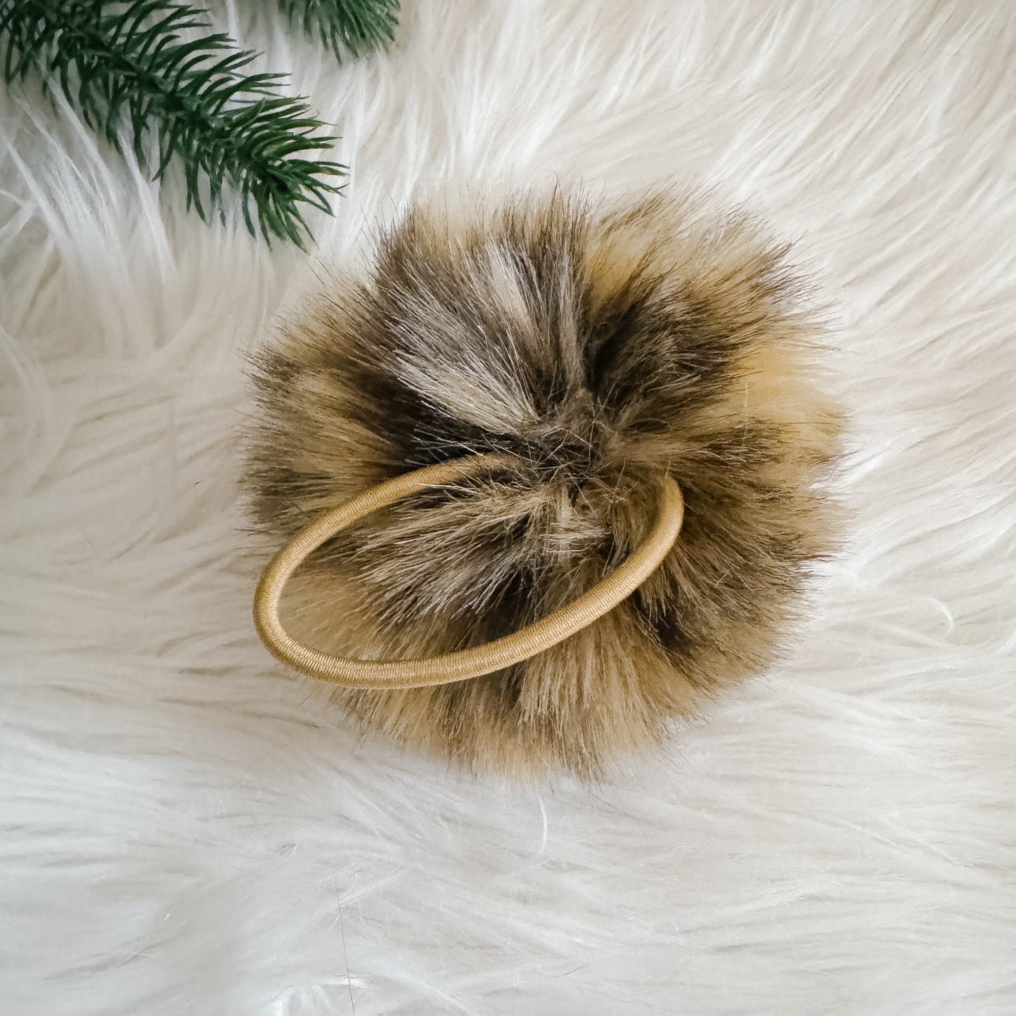 Faux Fur Pompom Hair Tie | Leopard