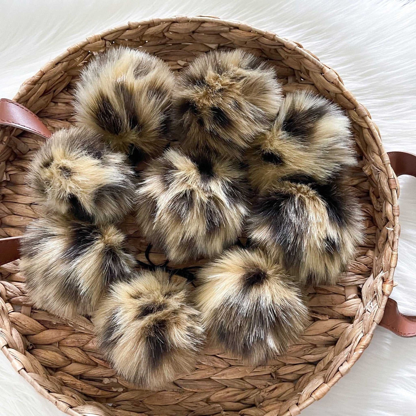 Leopard Luxury Faux Fur Pompom | Gold and Black Tie, Button or Snap Pom pom Pom Poms 6 $ Buttons & Beans Co.