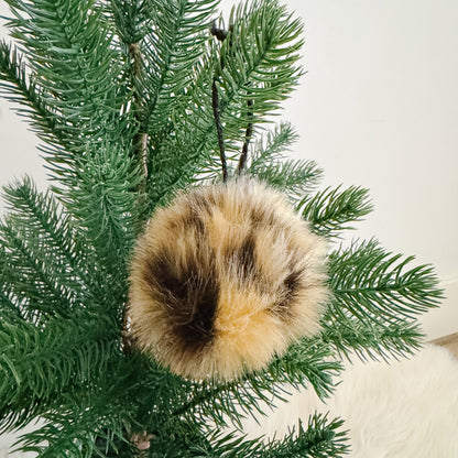 Faux Fur Pom Pom Christmas Ornament | Leopard