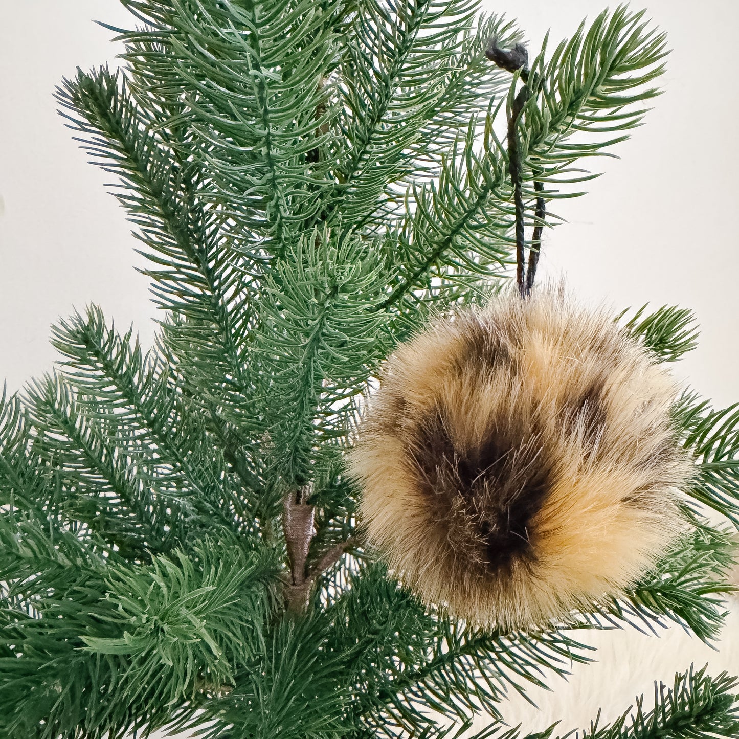 Faux Fur Pom Pom Christmas Ornament | Leopard