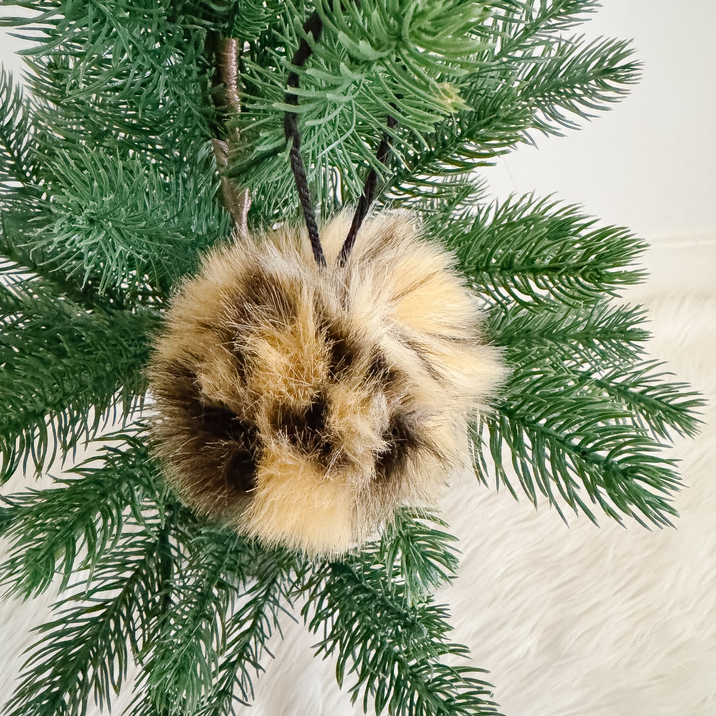 Faux Fur Pom Pom Christmas Ornament | Leopard