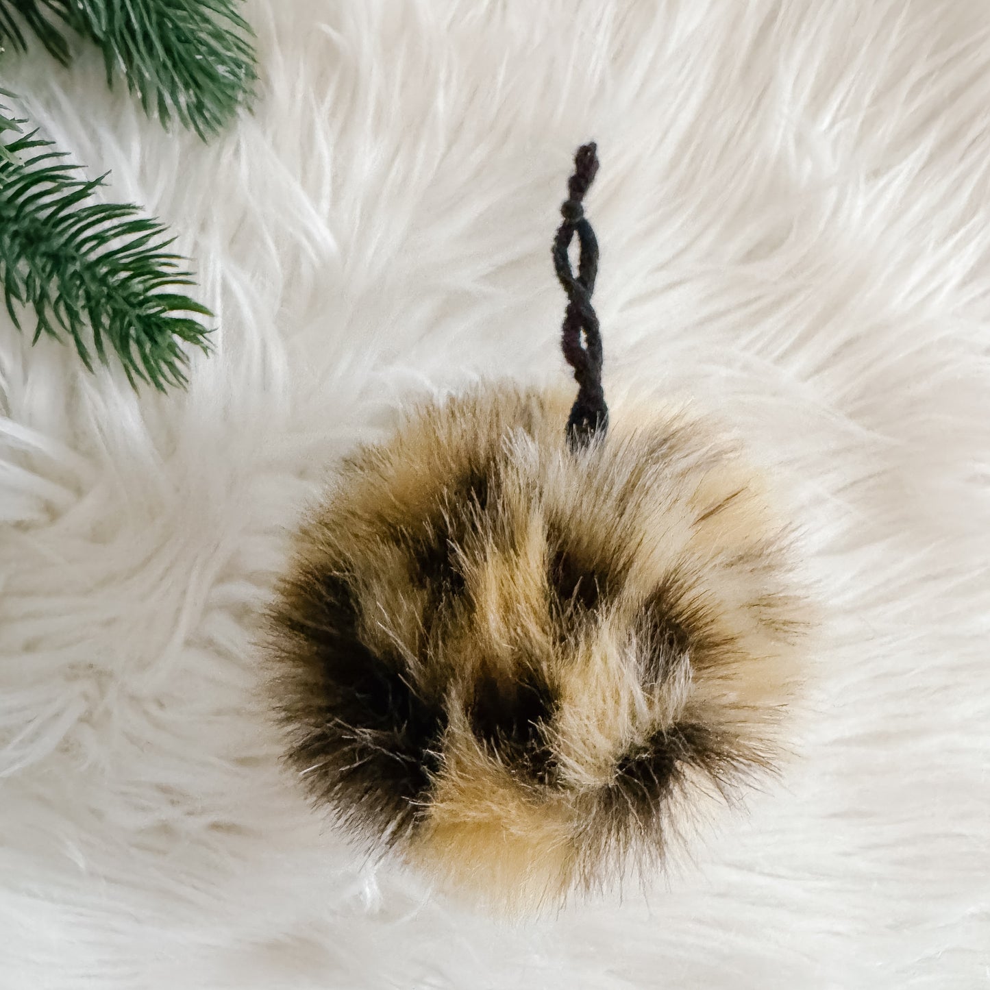 Faux Fur Pom Pom Christmas Ornament | Leopard