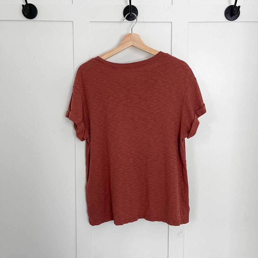 Lg Buffalo Cotton Women’s Slub Knit Jersey T-shirt, | Rust Crew Neck, Top Women > Tops > Tees - Short Sleeve 10 $ Buttons & Beans Co.