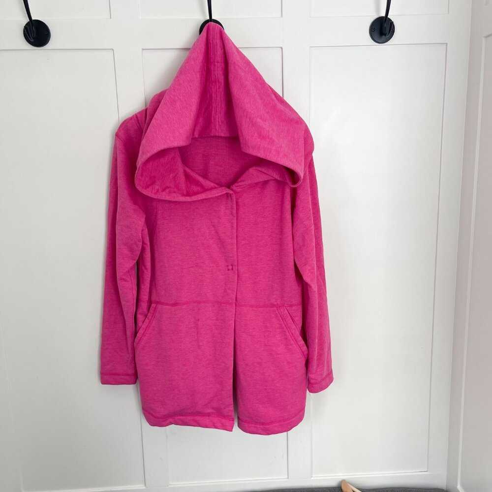 Lg Pink Firefly Wrap style sweatshirt, Giant hood, snap closures, pockets Women > Sweaters > Cardigans 36 $ Buttons & Beans Co.