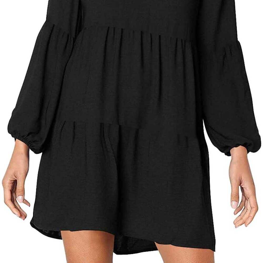 Lg V-Neck, A line Lantern Long Sleeve, Tiered, Pocket Women's Dress, Black Women > Dresses > Mini 13 $ Buttons & Beans Co.