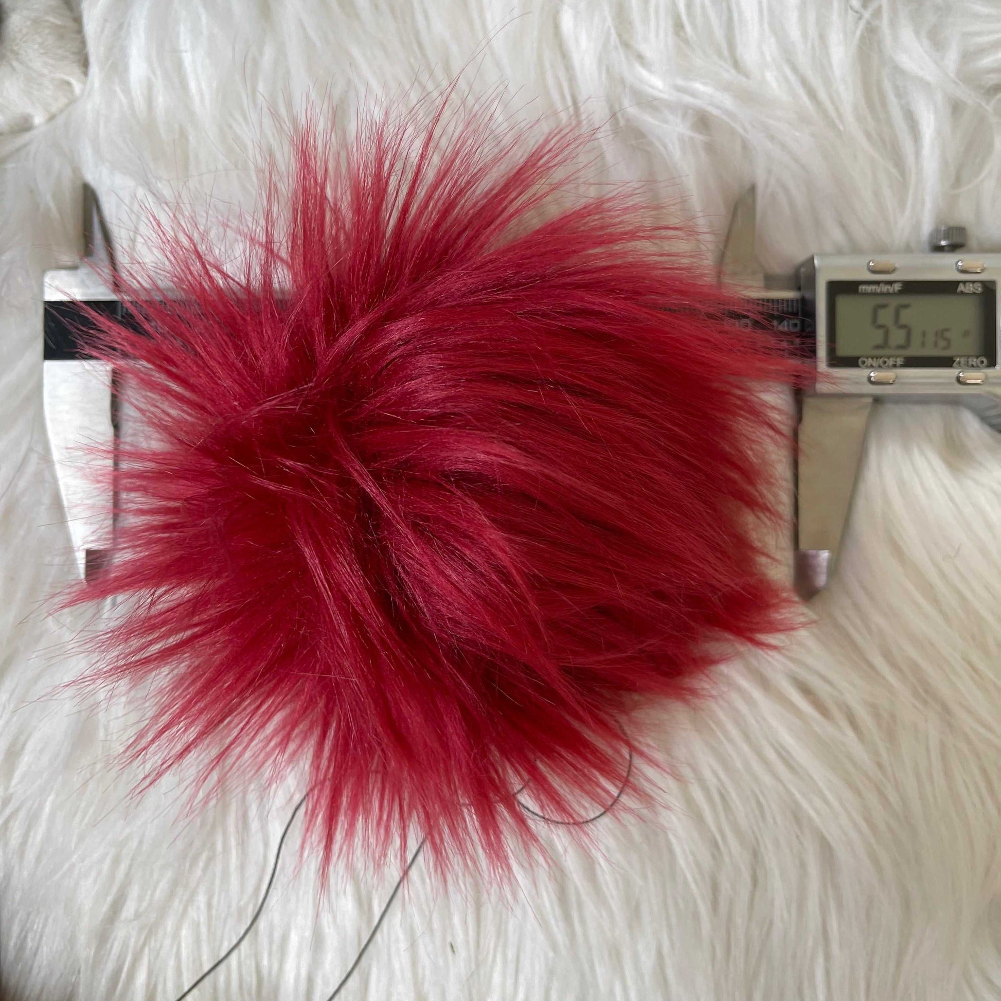 Maroon Red Faux Fur Pompom | Red, Snap, Tie or Button on Pom Pom Pom Poms 5 $ Buttons & Beans Co.