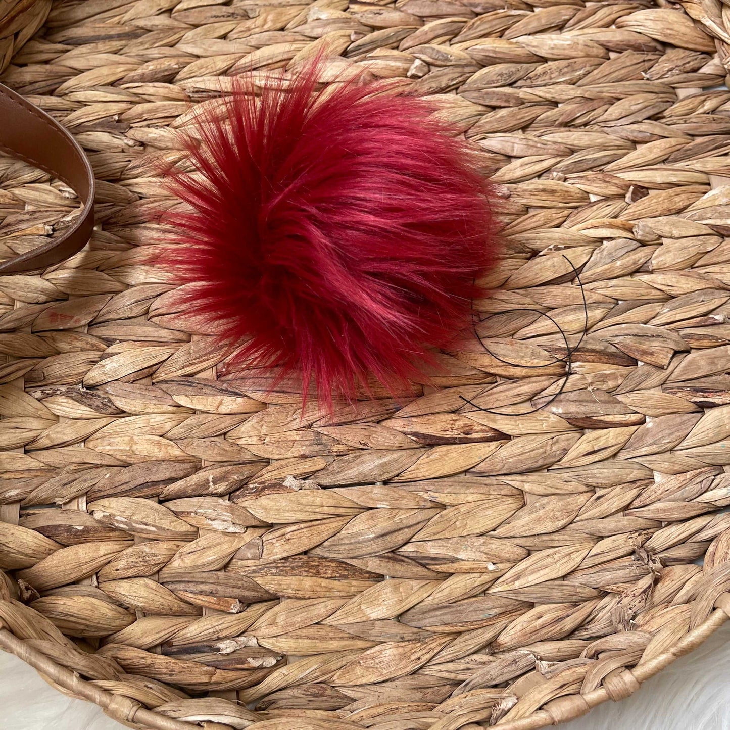 Maroon Red Faux Fur Pompom | Red, Snap, Tie or Button on Pom Pom Pom Poms 5 $ Buttons & Beans Co.