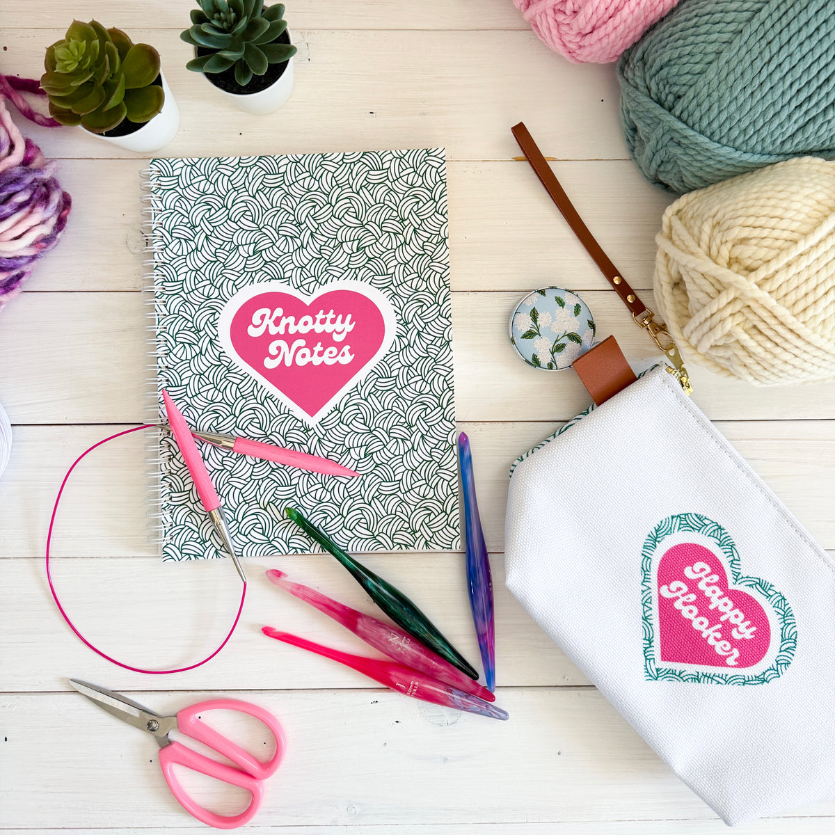 Lil' Ray O' Sunshine, Landscape Spiral Bound Notebook, Blank, Ruled or Bullet Paper, for Crafters, Fibre enthusiasts, Crocheters and Knitters