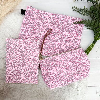 Knots All Over Pink, Small Case, Crochet Hook and Knitting Needles Case, Notions Bag, Accessories Case, Crocheting Knitting, Fibre Enthusiasts, Crafters, Crocheter and Knitter Humour