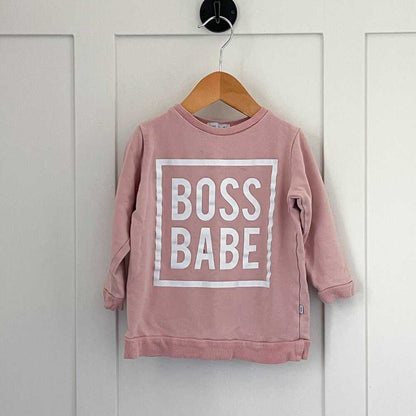 MiandFi, Boss Babe Sweater, Toddler Girl Pink Sweatshirt, Handmade, Sustainable Kids > Shirts & Tops > Sweatshirts & Hoodies 13 $ Buttons & Beans Co.