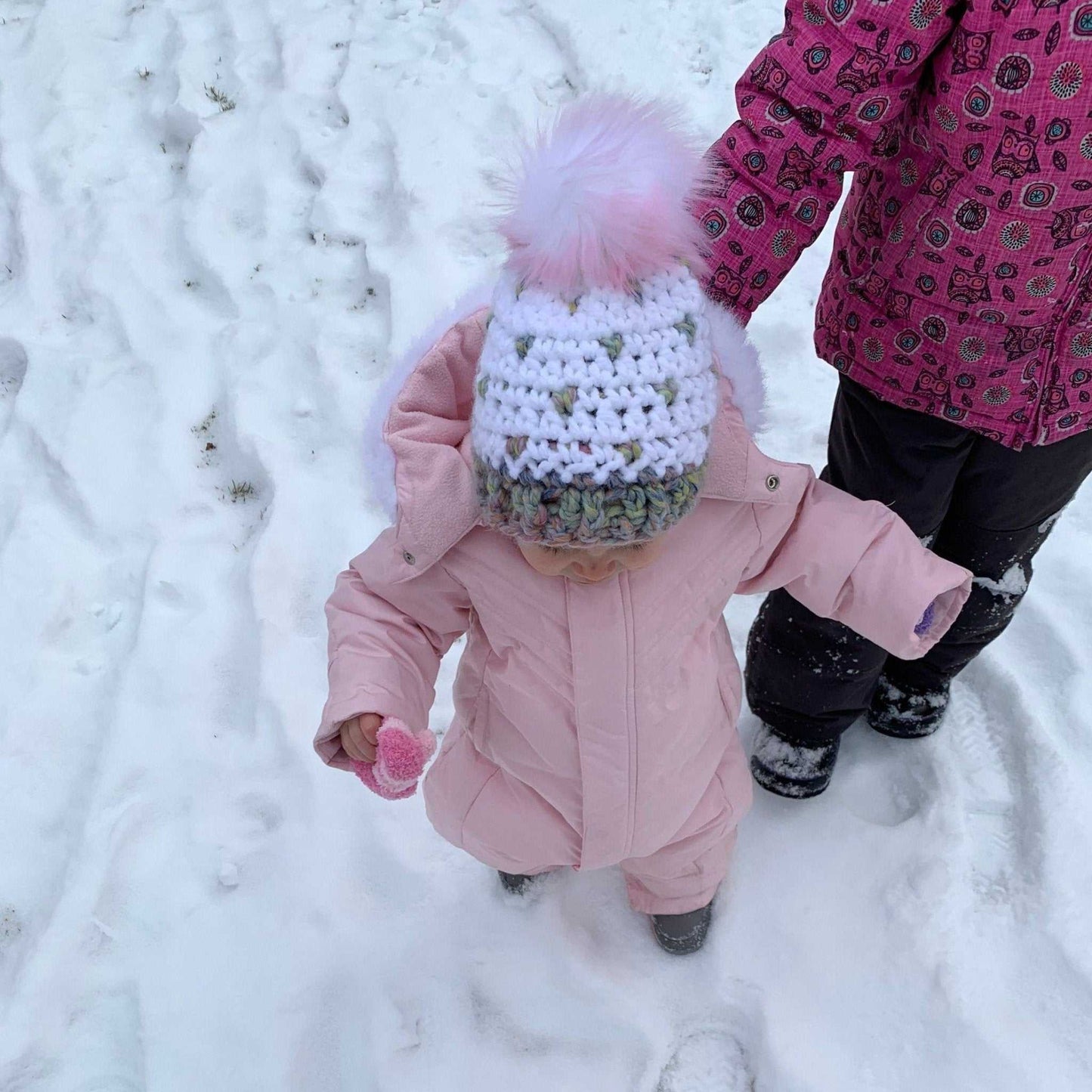 Mini Hearts | 3-6 Months Dreamsicle Chunky Crochet Hat | Removable Faux Fur Pompom Hats 35 $ Buttons & Beans Co.