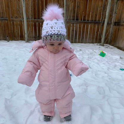 Mini Hearts | 3-6 Months Dreamsicle Chunky Crochet Hat | Removable Faux Fur Pompom Hats 35 $ Buttons & Beans Co.