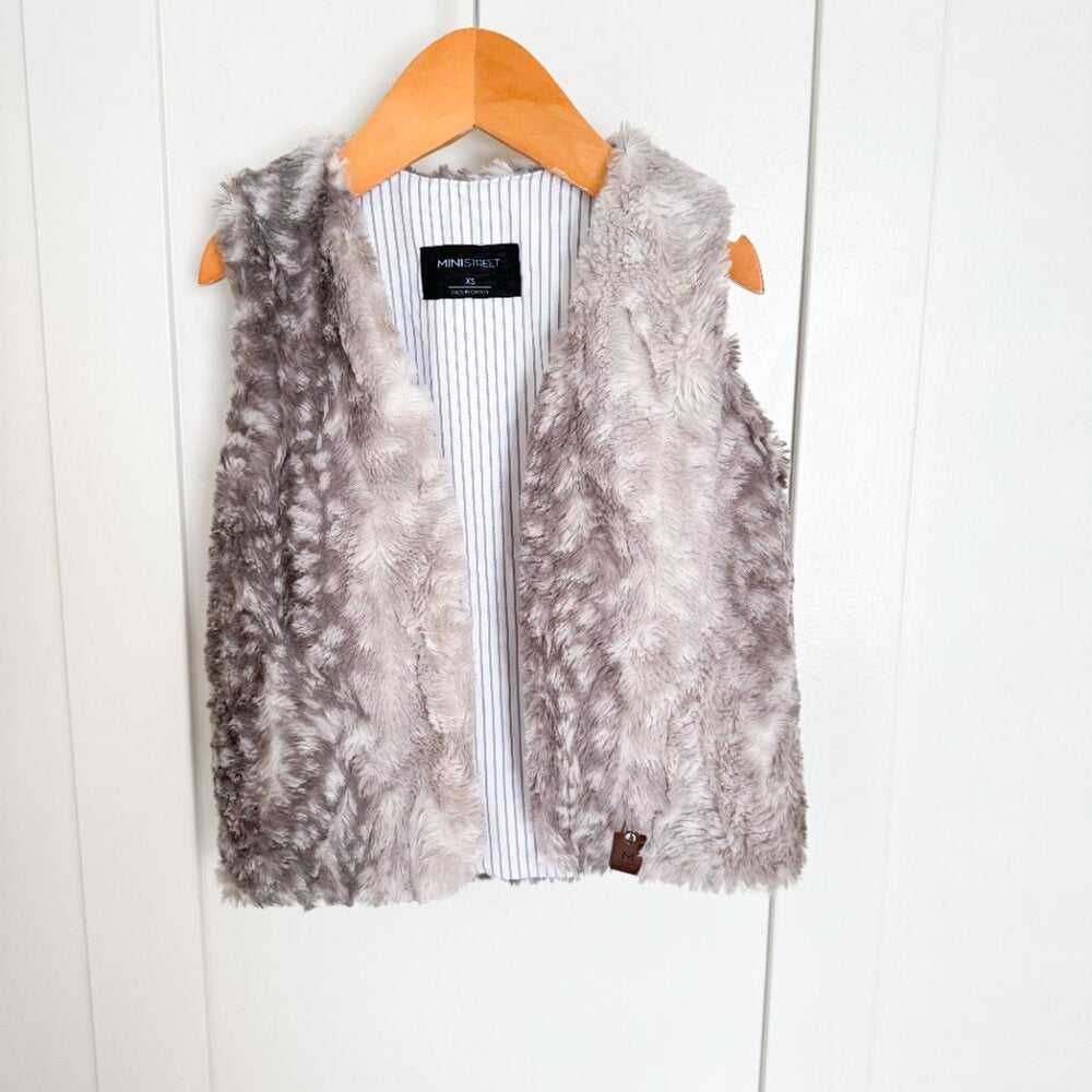 Mini Street Faux Fur Vest Sweater, Sweatshirt, Animal Print Jacket, Top Kids > Jackets & Coats > Vests 30 $ Buttons & Beans Co.