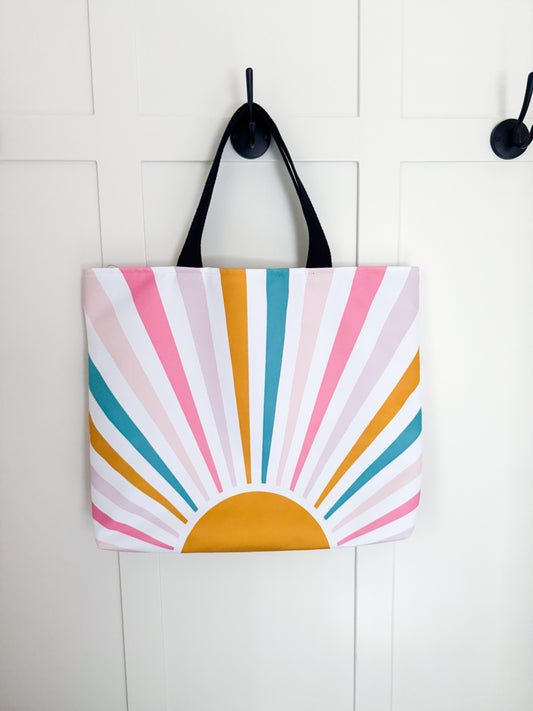 Lil' Ray O' Sunshine, Market Tote Yarn Project Bag, Crochet Hook or Knitting Needles, Notions Bag, Crocheting Knitting Case, Fibre Organizer, Crafters, Crocheter and Knitter Humour Gift
