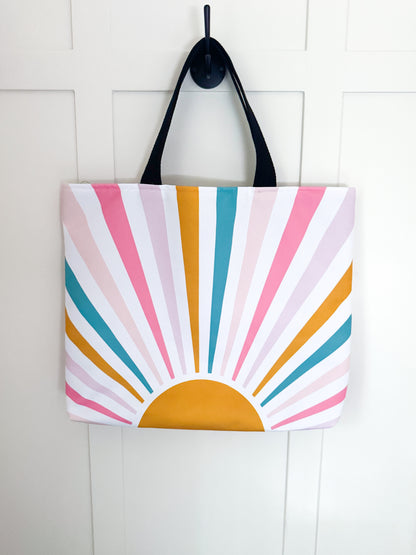 Lil' Ray O' Sunshine, Market Tote Yarn Project Bag, Crochet Hook or Knitting Needles, Notions Bag, Crocheting Knitting Case, Fibre Organizer, Crafters, Crocheter and Knitter Humour Gift