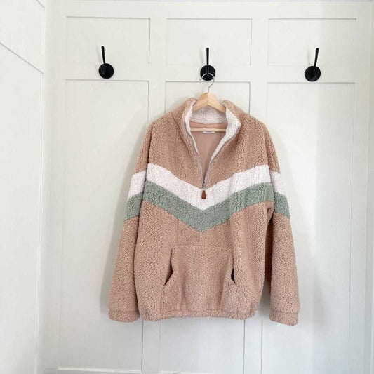 NEW Blue Ivy chevron 1/4 Zip sherpa Fleece Pullover Blush Pink, Sweatshirt teddy Women > Sweaters 31 $ Buttons & Beans Co.