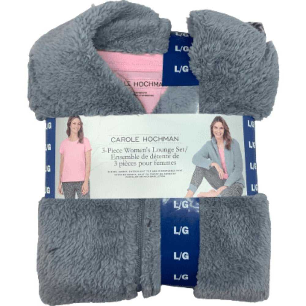 NEW Carole Hochman 3 piece Lounge Set | Charcoal, Pink, Fuzzy Teddy Zip Up Women > Intimates & Sleepwear > Pajamas 22 $ Buttons & Beans Co.