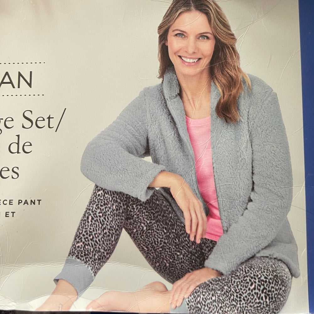 NEW Carole Hochman 3 piece Lounge Set | Charcoal, Pink, Fuzzy Teddy Zip Up Women > Intimates & Sleepwear > Pajamas 22 $ Buttons & Beans Co.