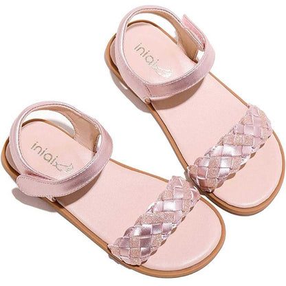 NEW Girls Open Toe Glitter Braided Princess Flat Sandals Summer Dress Shoes Kids > Shoes > Sandals & Flip Flops 31 $ Buttons & Beans Co.