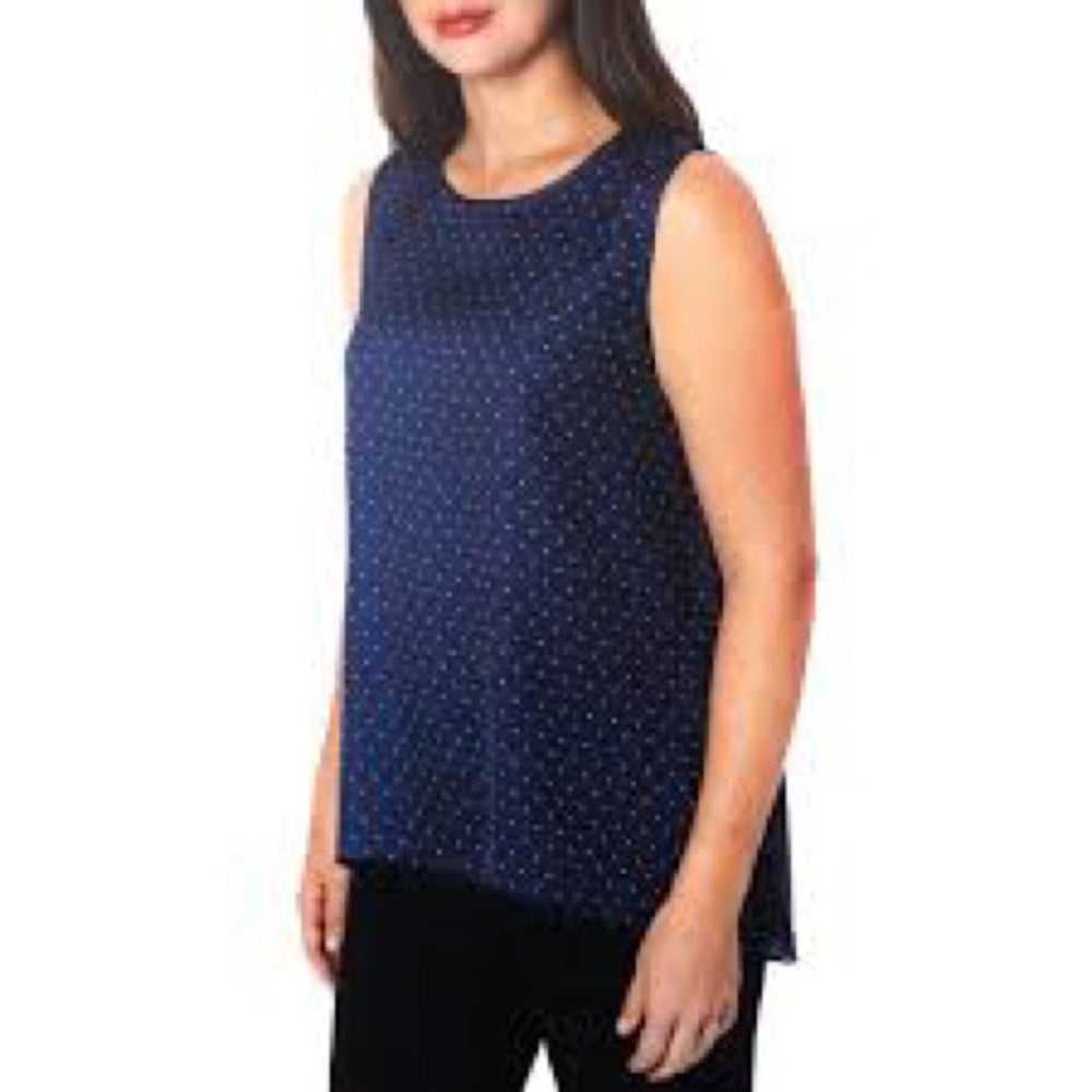 NEW Mario Serrani Women’s High Low Tank | Navy Blue Swiss Dot Flowy Top Small Women > Tops > Tank Tops 10 $ Buttons & Beans Co.