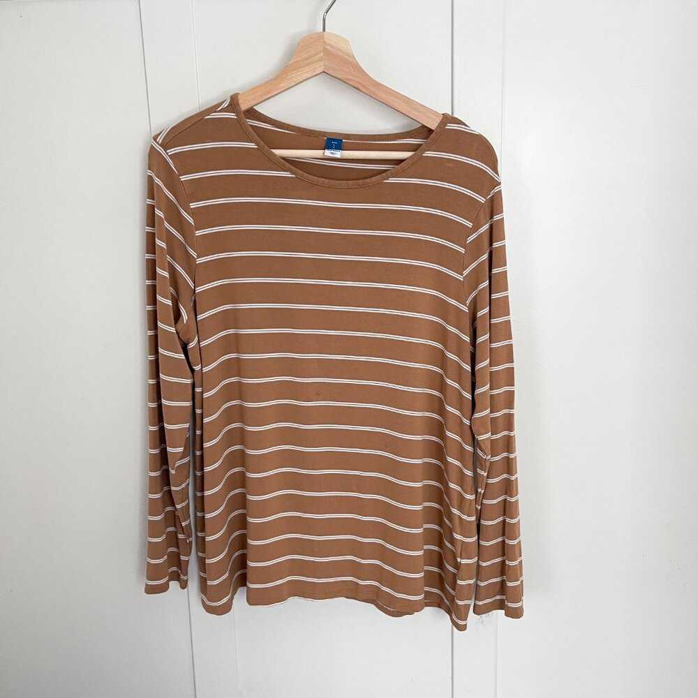 NEW Mustard and White Stripe, Loose Long Sleeve T-Shirt, Top, Casual, Relaxed Women > Tops > Tees - Long Sleeve 13 $ Buttons & Beans Co.