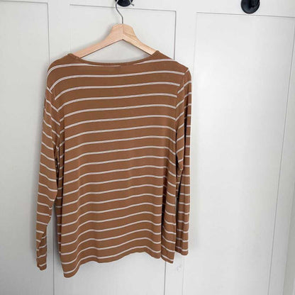 NEW Mustard and White Stripe, Loose Long Sleeve T-Shirt, Top, Casual, Relaxed Women > Tops > Tees - Long Sleeve 13 $ Buttons & Beans Co.