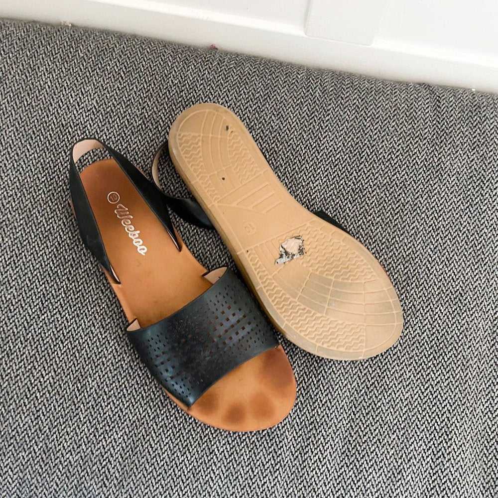 NEW Open Toe Sling back Laser cutout Sandals | Black, Tan Women > Shoes > Sandals 13 $ Buttons & Beans Co.