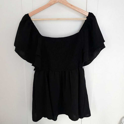 NEW Square Neck Butterfly Sleeve Peplum Blouse, Shirred top, Empire Waist Shirt Women > Tops > Blouses 10 $ Buttons & Beans Co.