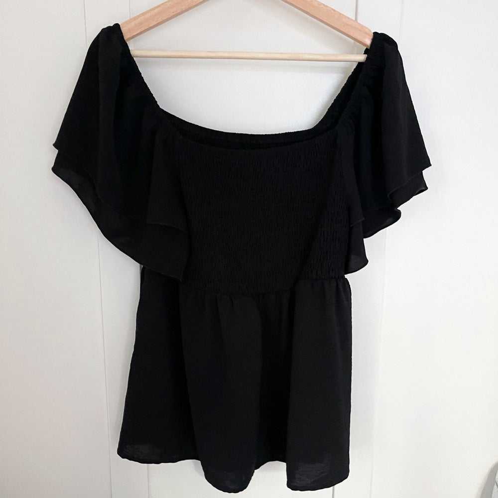 NEW Square Neck Butterfly Sleeve Peplum Blouse, Shirred top, Empire Waist Shirt Women > Tops > Blouses 10 $ Buttons & Beans Co.