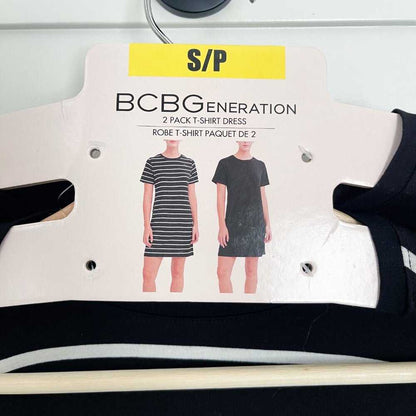 New 2 pack T-Shirt Dress BCBGeneration, Black and white Stripe, Small Women's Women > Dresses > Mini 22 $ Buttons & Beans Co.