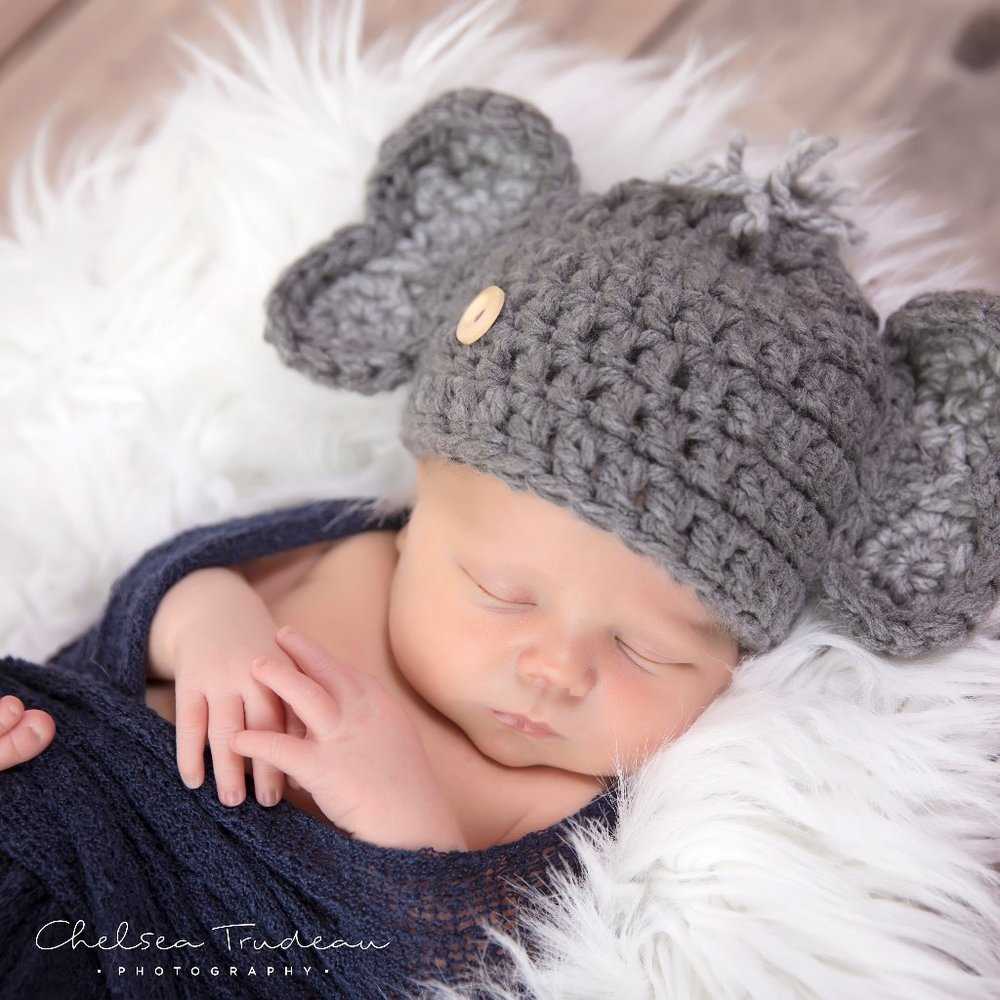 Newborn Photography Prop, Elephant, Cute, Crochet Hat, Toque, Baby, Handmade Kids > Accessories > Hats 25 $ Buttons & Beans Co.