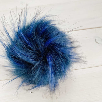 Night Sky Luxury Faux Fur Pom pom | Royal blue, Navy blue Tie, Button or Snap Pom pom Pom Poms 8 $ Buttons & Beans Co.