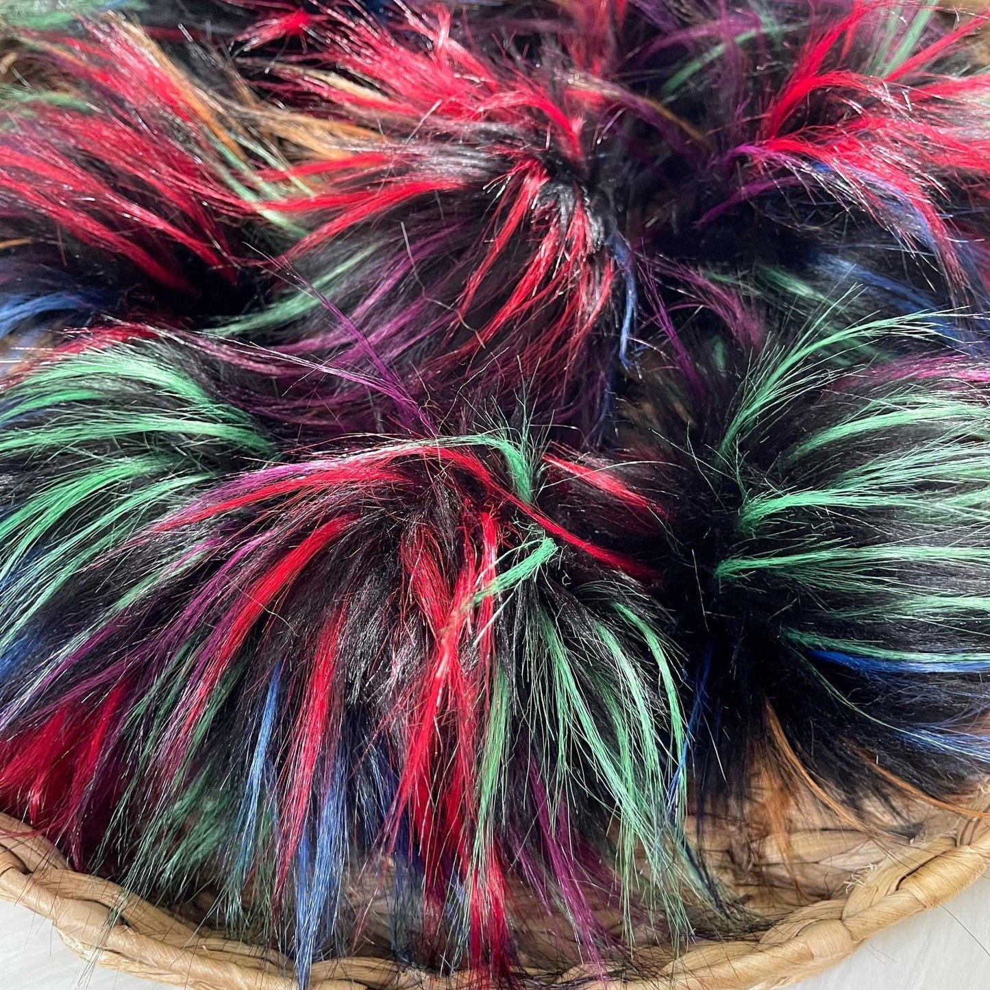 Northern Lights, Rainbow luxury Faux Fur Pom Pom | Ties, Buttons or Snap Pompom Pom Poms 7 $ Buttons & Beans Co.