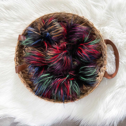 Northern Lights, Rainbow luxury Faux Fur Pom Pom | Ties, Buttons or Snap Pompom Pom Poms 7 $ Buttons & Beans Co.