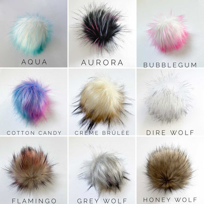 Northern Lights, Rainbow luxury Faux Fur Pom Pom | Ties, Buttons or Snap Pompom Pom Poms 7 $ Buttons & Beans Co.