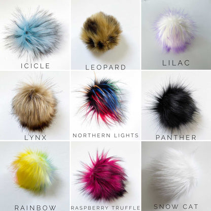 Northern Lights, Rainbow luxury Faux Fur Pom Pom | Ties, Buttons or Snap Pompom Pom Poms 7 $ Buttons & Beans Co.