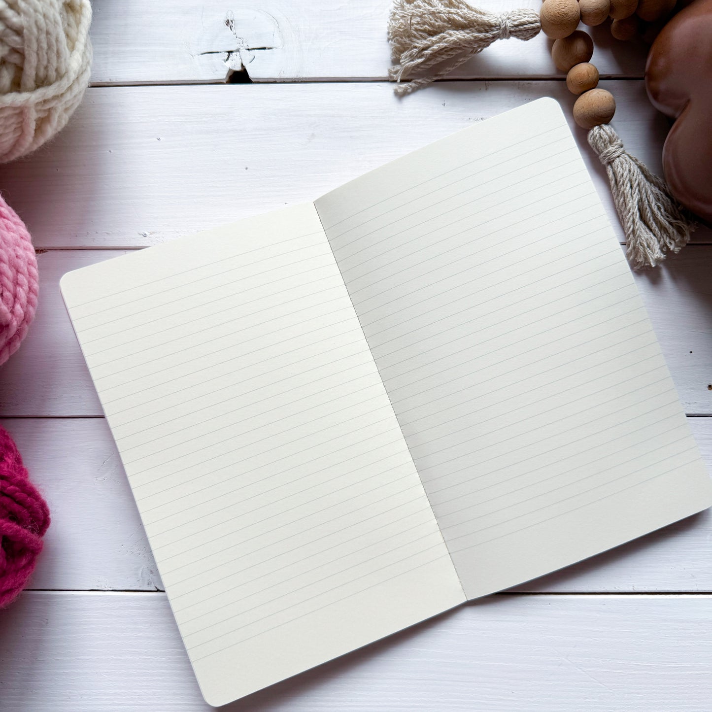 Knots All Over Pink, Notebook, Crochet, Yarn and Fibre Enthusiast Gift, Crocheting Stationary, Knitter Crocheter Humour