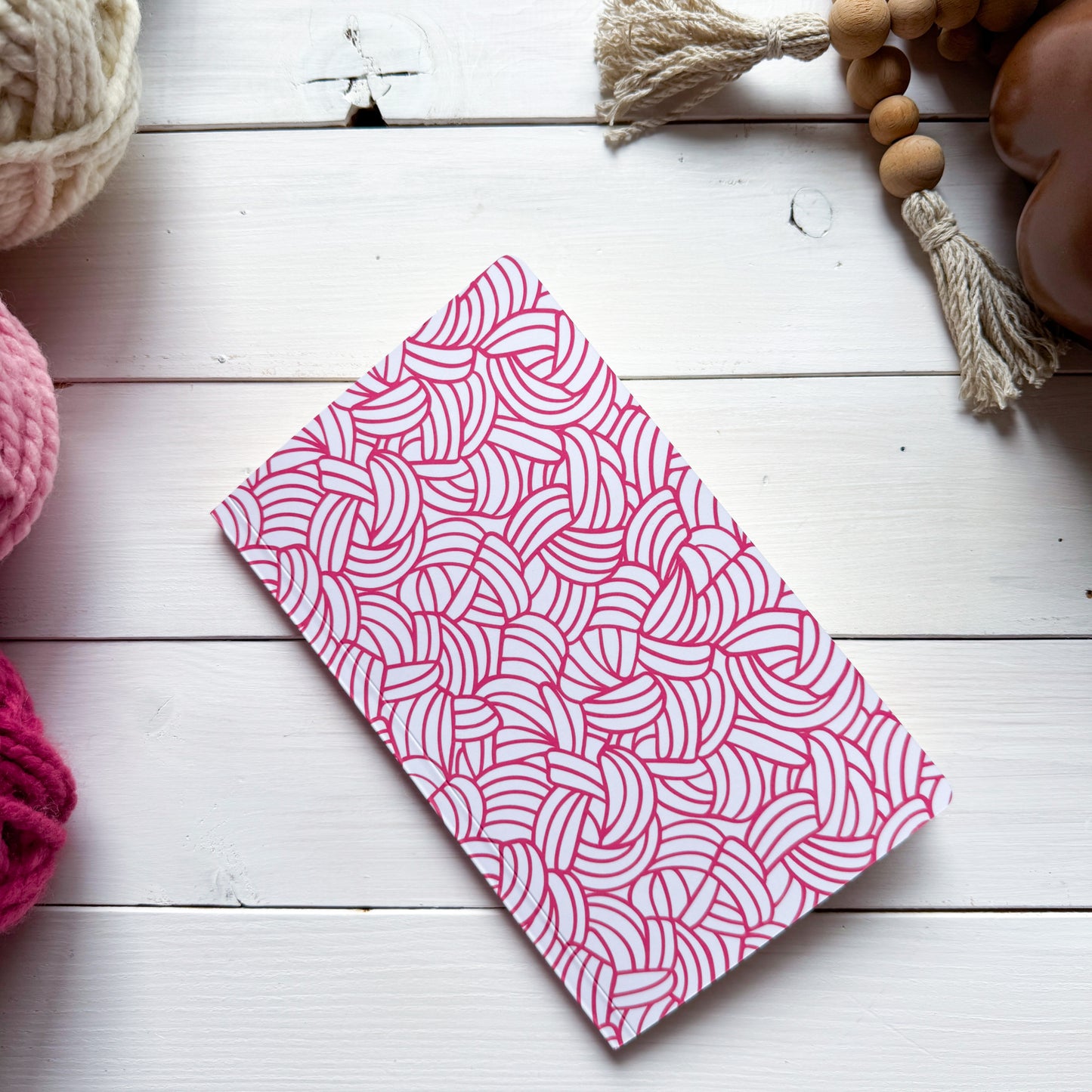 Knots All Over Pink, Notebook, Crochet, Yarn and Fibre Enthusiast Gift, Crocheting Stationary, Knitter Crocheter Humour