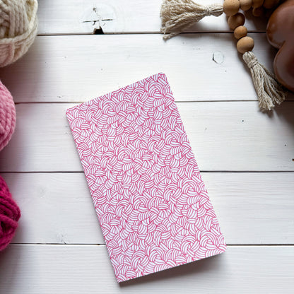 Knots All Over Pink, Notebook, Crochet, Yarn and Fibre Enthusiast Gift, Crocheting Stationary, Knitter Crocheter Humour