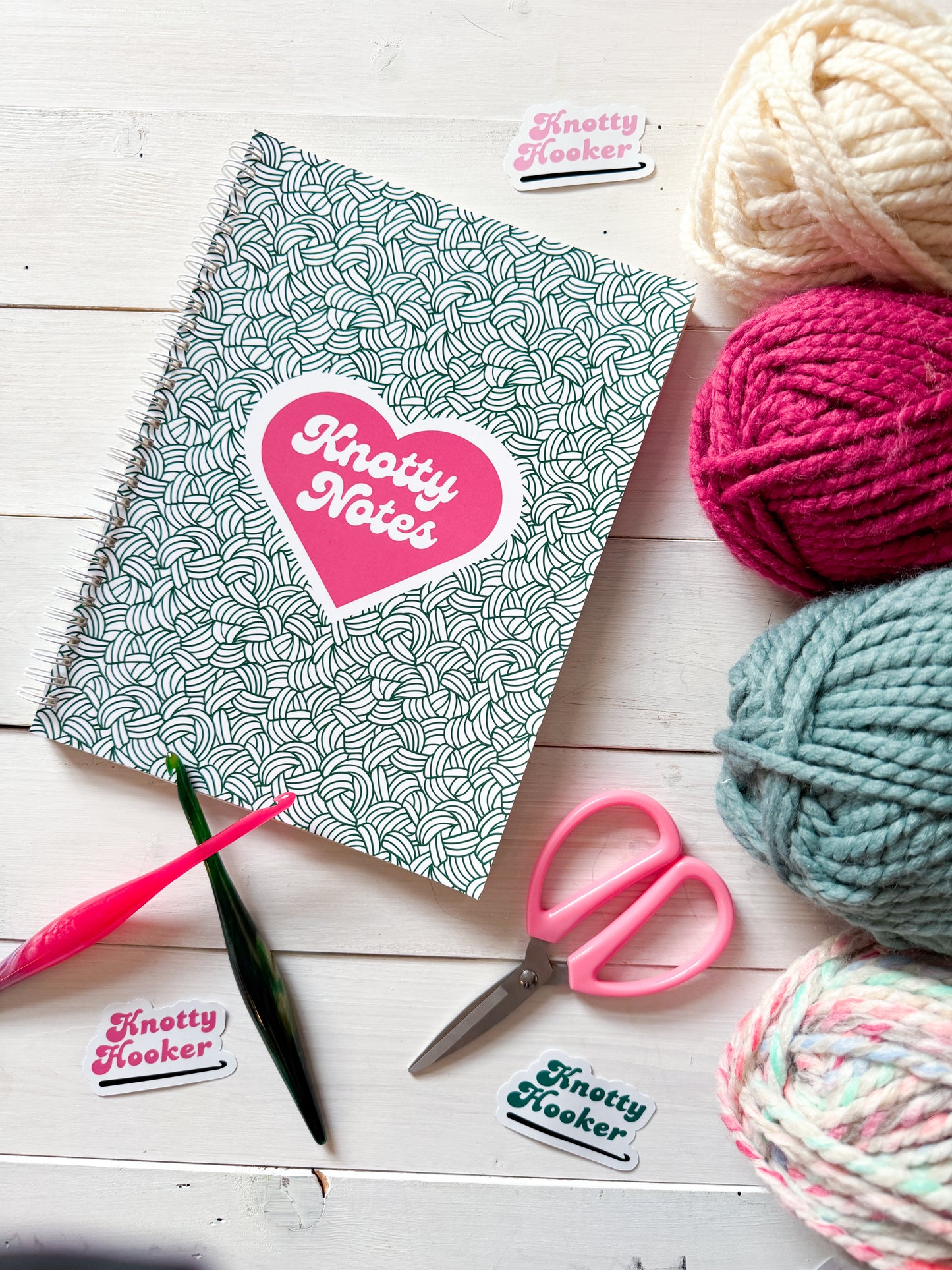 Knotty Hooker Dark Pink, Premium Vinyl Sticker, Crochet Funny, Crocheting Gift, Knitter Crocheter Humour