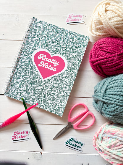 Knotty Hooker Dark Pink, Premium Vinyl Sticker, Crochet Funny, Crocheting Gift, Knitter Crocheter Humour