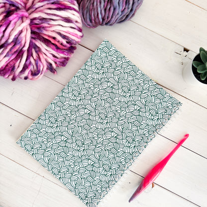 Knots All Over Green, Spiral Bound Notebook, Blank, Ruled or Bullet Paper, for Crafters, Fibre enthusiasts, Crocheters and Knitters