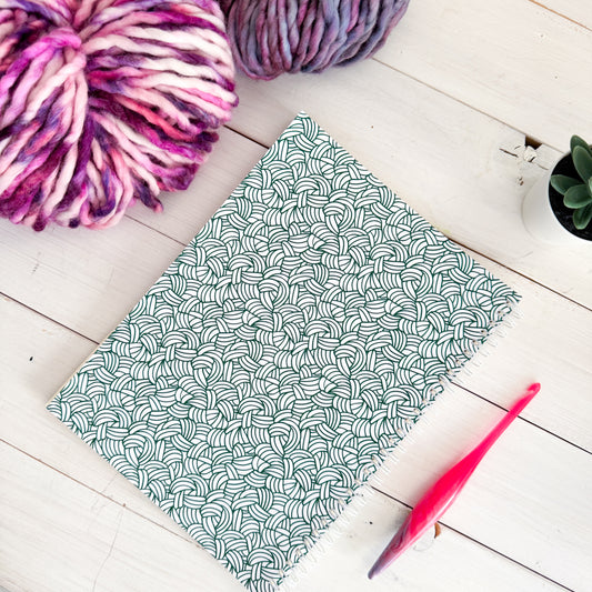 Knots All Over Green, Spiral Bound Notebook, Blank, Ruled or Bullet Paper, for Crafters, Fibre enthusiasts, Crocheters and Knitters