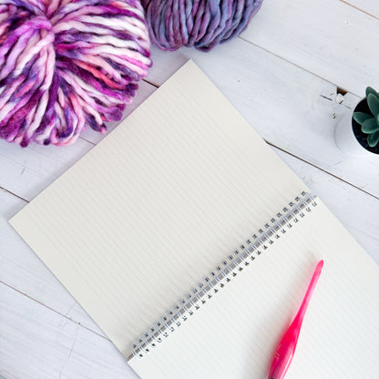 Knots All Over Green, Spiral Bound Notebook, Blank, Ruled or Bullet Paper, for Crafters, Fibre enthusiasts, Crocheters and Knitters