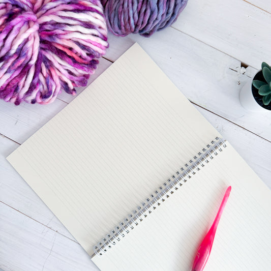 Knots All Over Pink, Spiral Bound Notebook, Blank, Ruled or Bullet Paper, for Crafters, Fibre enthusiasts, Crocheters and Knitters