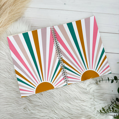 Lil' Ray O' Sunshine, Portrait notebook, Spiral Bound Notebook, Blank, Ruled or Bullet Paper, for Crafters, Fibre enthusiasts, Crocheters and Knitters